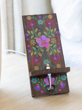 Wooden Phone Stand - Cocoa Folk Flower
